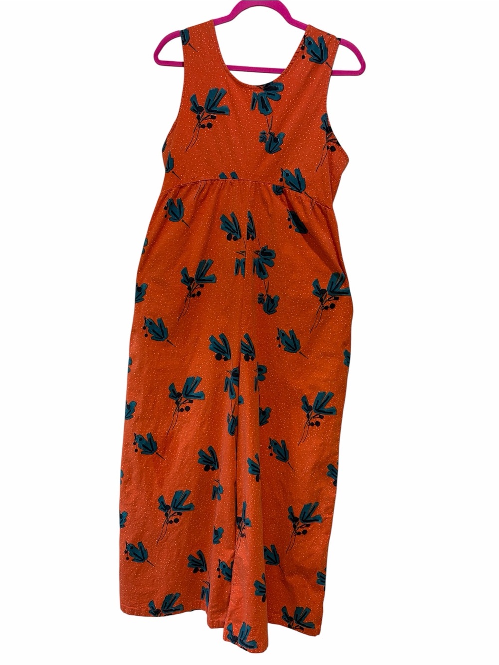 Bel Kazan Anthropologie Felizia Orange Floral Print Wide Leg Sleeveless Jumpsuit